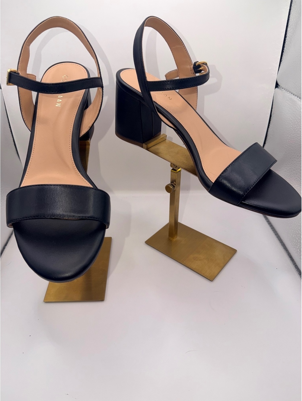 Cole Haan Black Ankle Strap Block Heel Sandals Size 8B
